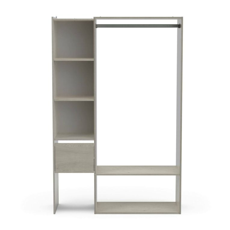 Guardaroba grande Aulne, Mobile camera da letto, Cabina armadio portabiti, Armadio appendiabiti, 119x40 h183 cm, Rovere