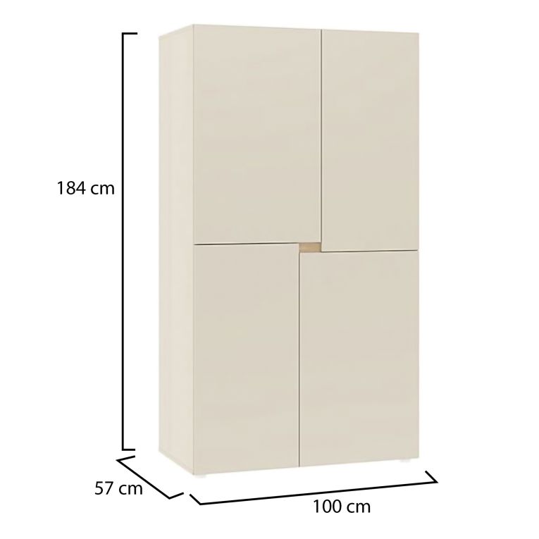 Guardaroba Grande Beige 5 Ripiani Appendiabiti 100x184h cm, Apertura Battente - Lidasone