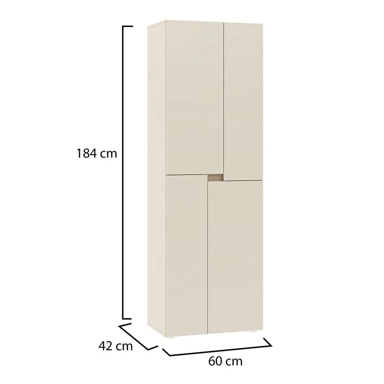 Guardaroba Grande Beige 5 Ripiani Appendiabiti 42x184h cm, Apertura Battente - Lidasime