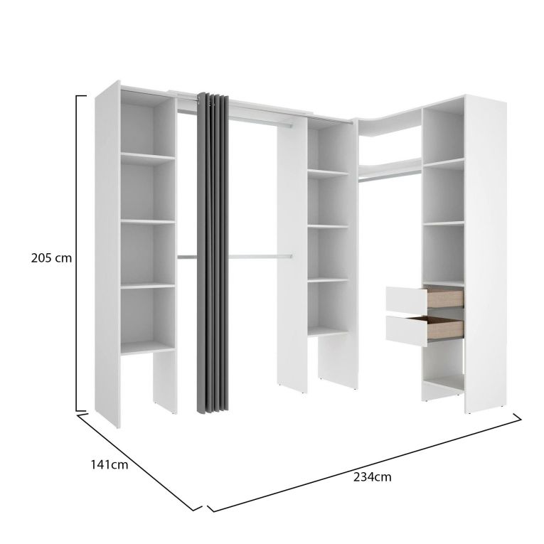 Guardaroba grande Bestone, Mobile camera da letto, Cabina armadio portabiti, Armadio appendiabiti, 234x141 h205 cm, Bianco