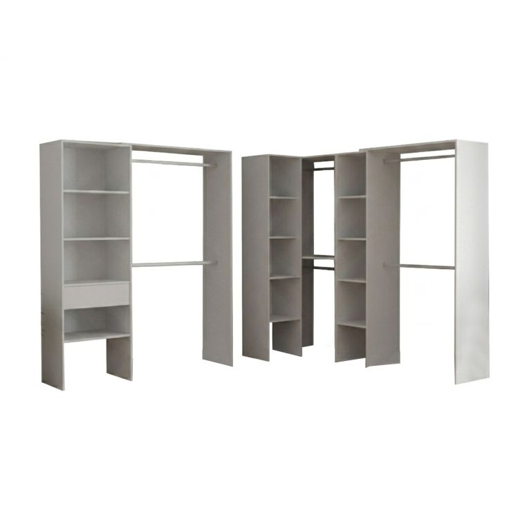 Guardaroba Grande Bianco 12 Ripiani Appendiabiti 388x187h cm, Modulabile - Trana