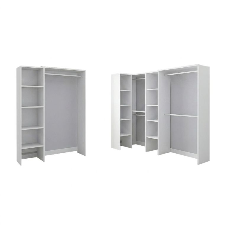 Guardaroba Grande Bianco 13 Ripiani Appendiabiti 369x187h cm, Modulabile - Comano