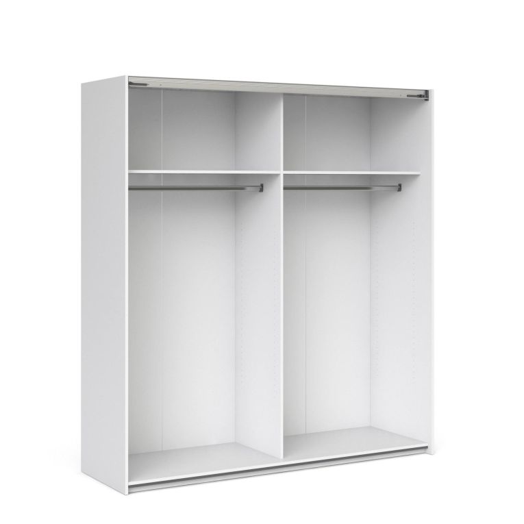 Guardaroba Grande Bianco 2 Ripiani Appendiabiti 182x200h cm, 4 Vani - Neive