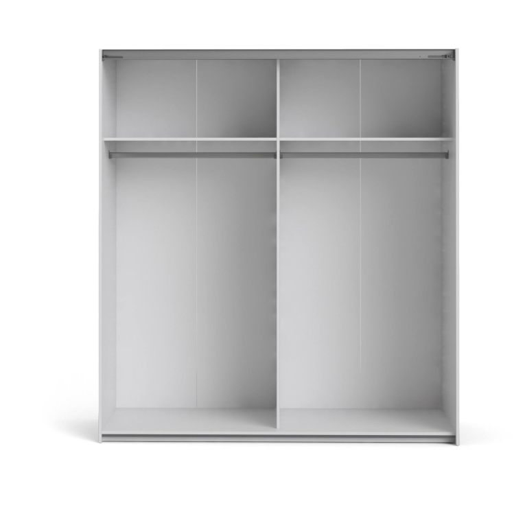 Guardaroba Grande Bianco 2 Ripiani Appendiabiti 182x200h cm, 4 Vani - Neive