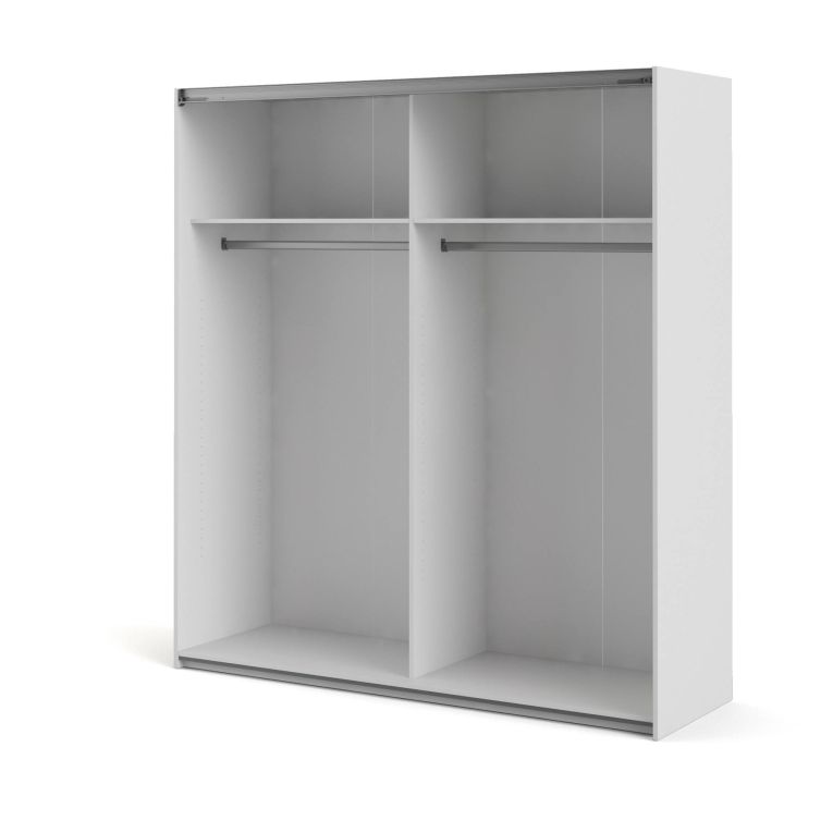 Guardaroba Grande Bianco 2 Ripiani Appendiabiti 182x200h cm, 4 Vani - Neive
