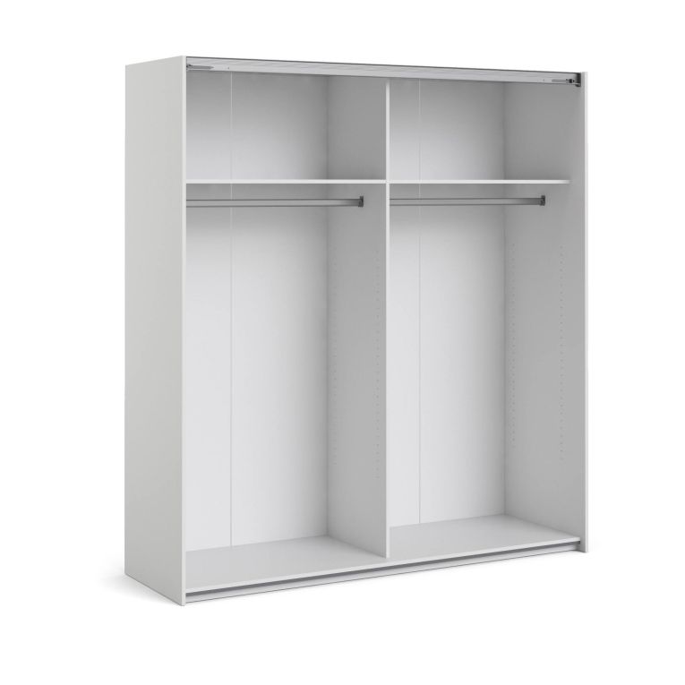 Guardaroba Grande Bianco 2 Ripiani Appendiabiti 182x200h cm, 4 Vani - Neive
