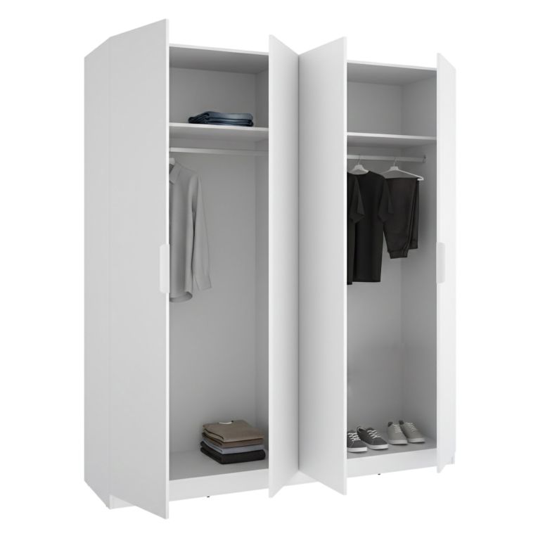 Guardaroba Grande Bianco 2 Ripiani Appendiabiti 51x204h cm, Cassetti - Holder