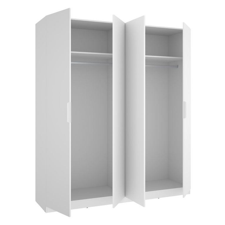 Guardaroba Grande Bianco 2 Ripiani Appendiabiti 51x204h cm, Cassetti - Holder