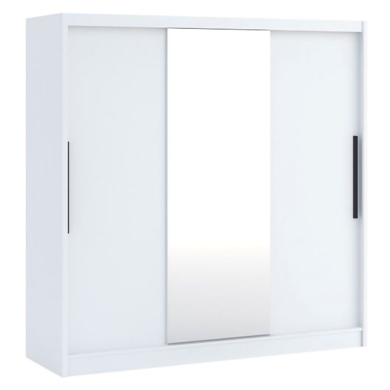 Guardaroba Grande Bianco 5 Ripiani Appendiabiti 205x205h cm, Apertura Scorrevole - Lesitoto