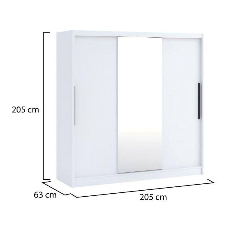 Guardaroba Grande Bianco 5 Ripiani Appendiabiti 205x205h cm, Apertura Scorrevole - Lesitoto