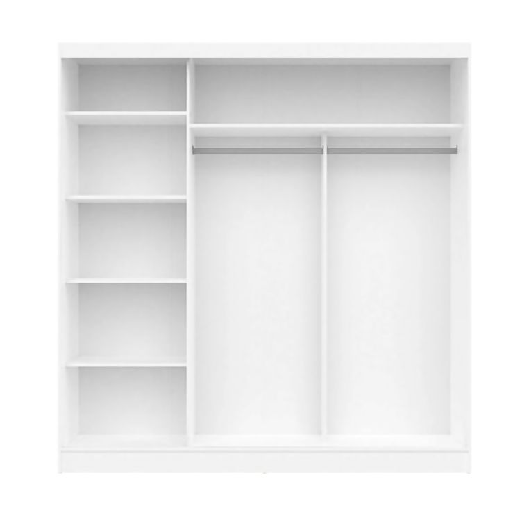 Guardaroba Grande Bianco 5 Ripiani Appendiabiti 205x205h cm, Apertura Scorrevole - Lesitoto