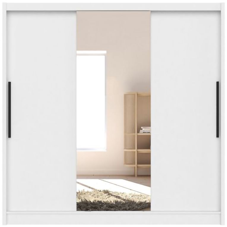 Guardaroba Grande Bianco 5 Ripiani Appendiabiti 205x205h cm, Apertura Scorrevole - Lesitoto