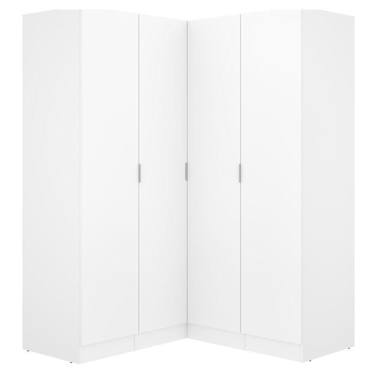 Guardaroba Grande Bianco 8 Ripiani Appendiabiti 131x184h cm, Cassetti - Woodbury