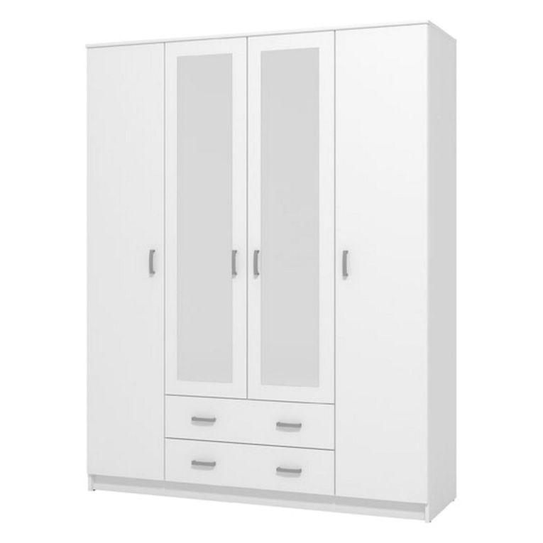 Guardaroba Grande Bianco 9 Ripiani Appendiabiti 160x205h cm, Apertura Battente e Scorrevole - Miazzina