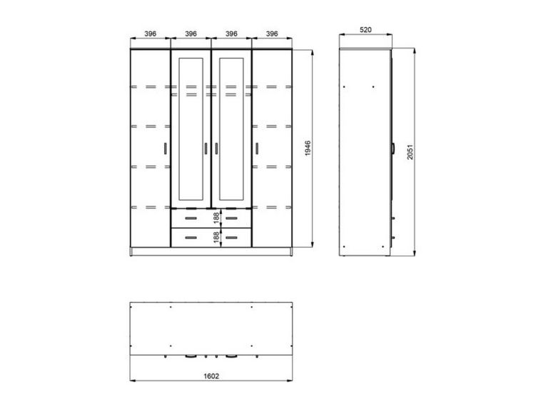 Guardaroba Grande Bianco 9 Ripiani Appendiabiti 160x205h cm, Apertura Battente e Scorrevole - Miazzina