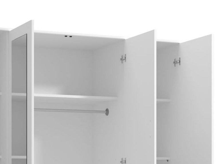 Guardaroba Grande Bianco 9 Ripiani Appendiabiti 160x205h cm, Apertura Battente e Scorrevole - Miazzina