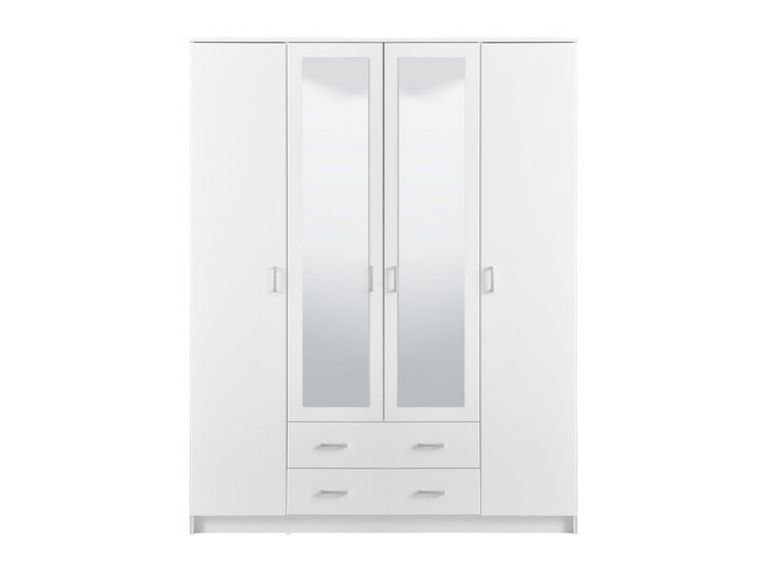 Guardaroba Grande Bianco 9 Ripiani Appendiabiti 160x205h cm, Apertura Battente e Scorrevole - Miazzina