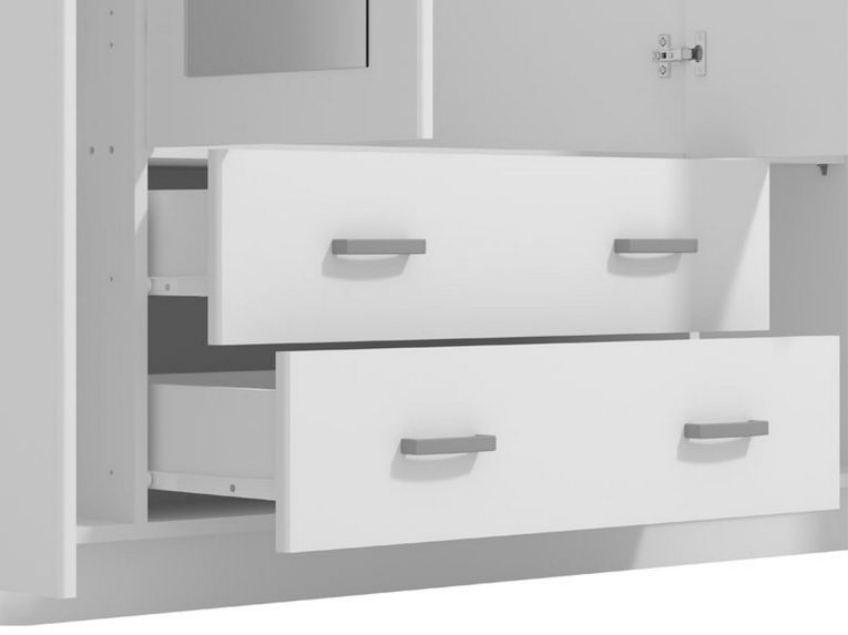 Guardaroba Grande Bianco 9 Ripiani Appendiabiti 160x205h cm, Apertura Battente e Scorrevole - Miazzina