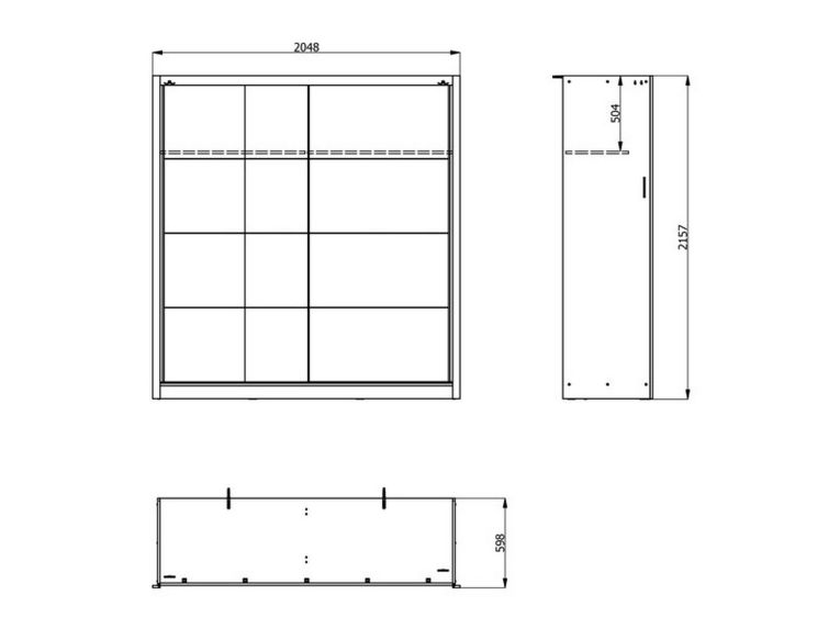 Guardaroba Grande Bianco Beige Nero Appendiabiti 5 Ripiani 205x215.5h cm, 8 Vani - Orero