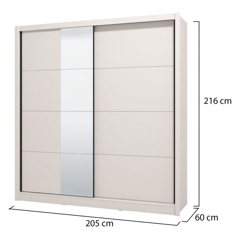 Guardaroba Grande Bianco Beige Nero Appendiabiti 5 Ripiani 205x215.5h cm, 8 Vani - Orero
