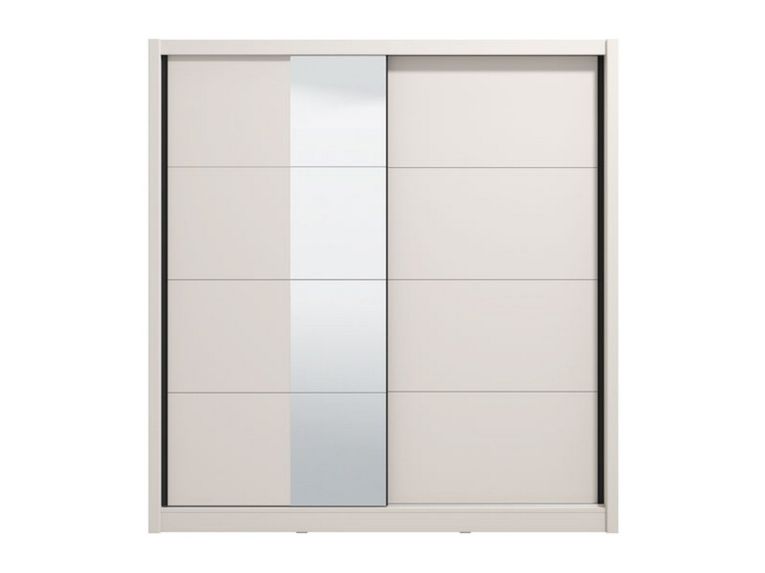 Guardaroba Grande Bianco Beige Nero Appendiabiti 5 Ripiani 205x215.5h cm, 8 Vani - Orero