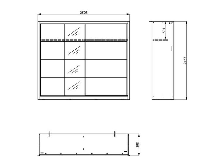 Guardaroba Grande Bianco Beige Nero Appendiabiti 8 Ripiani 251x215.5h cm, 12 Vani - Pedavena