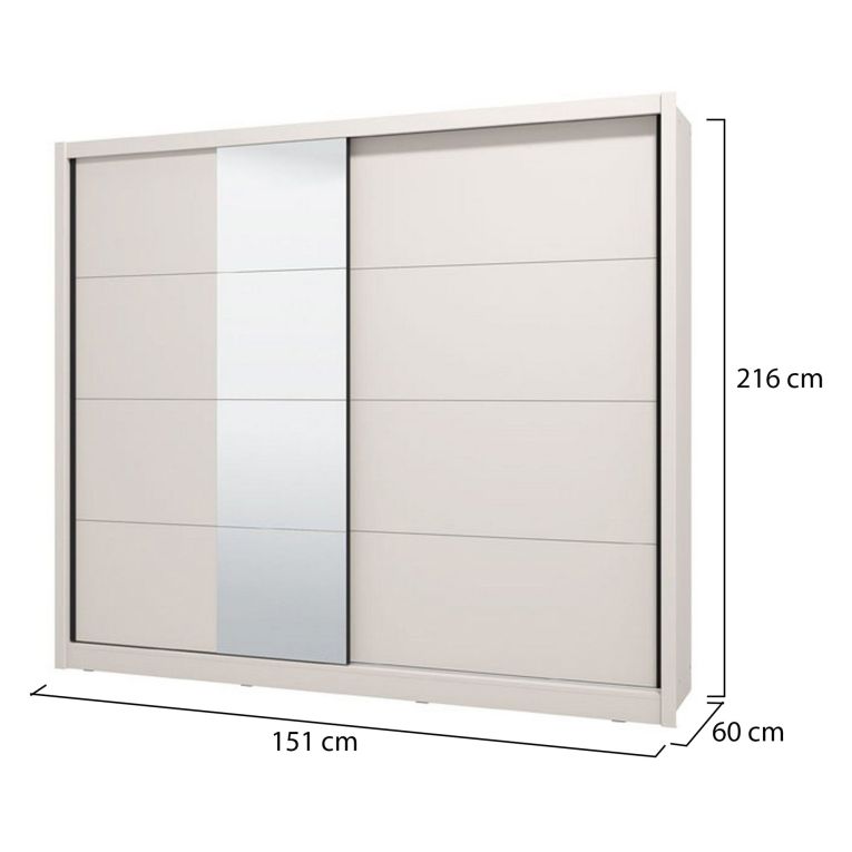 Guardaroba Grande Bianco Beige Nero Appendiabiti 8 Ripiani 251x215.5h cm, 12 Vani - Pedavena