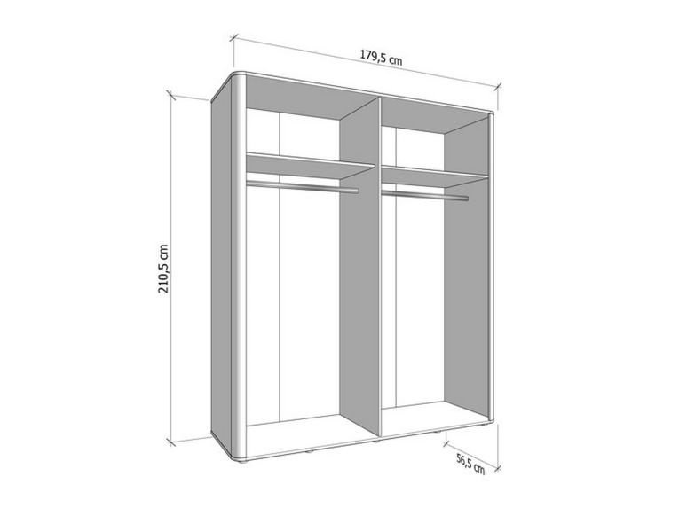 Guardaroba Grande Bianco Crema 2 Ripiani Appendiabiti 179.5x210.5h cm, 4 Vani - Bustone
