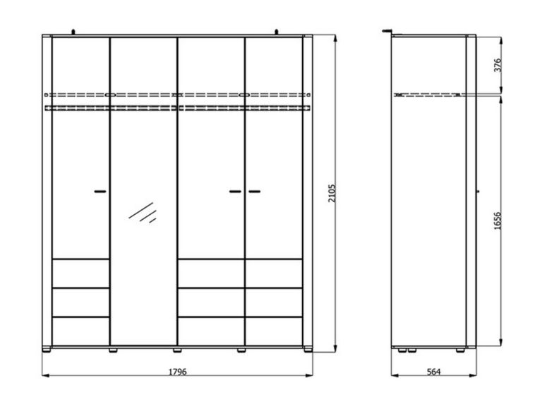 Guardaroba Grande Bianco Crema 2 Ripiani Appendiabiti 179.5x210.5h cm, 4 Vani - Bustone