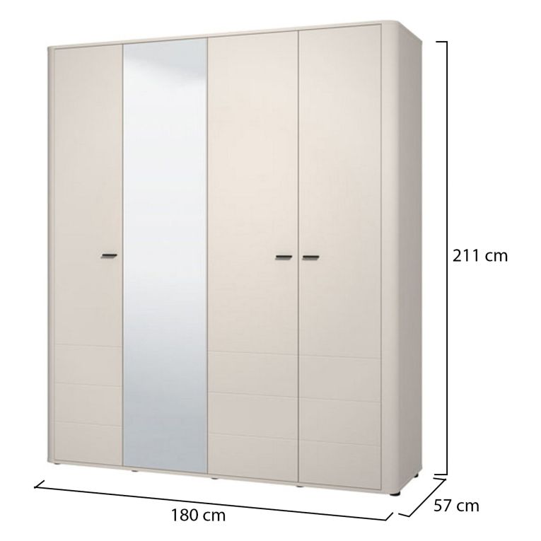 Guardaroba Grande Bianco Crema 2 Ripiani Appendiabiti 179.5x210.5h cm, 4 Vani - Bustone