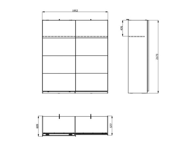 Guardaroba Grande Bianco Crema 2 Ripiani Appendiabiti 195x218h cm, Apertura Scorrevole - Cariano