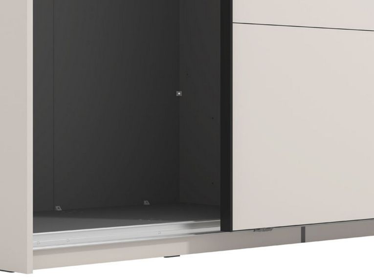 Guardaroba Grande Bianco Crema 2 Ripiani Appendiabiti 195x218h cm, Apertura Scorrevole - Cariano