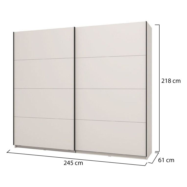Guardaroba Grande Bianco Crema 2 Ripiani Appendiabiti 245x217.5h cm, 2 Ante - Salemi