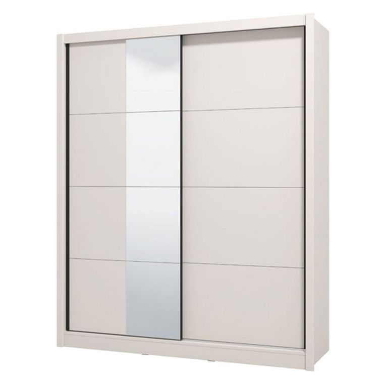 Guardaroba Grande Bianco Crema 5 Ripiani Appendiabiti 180x215.5h cm, 2 Ante - Manfredi