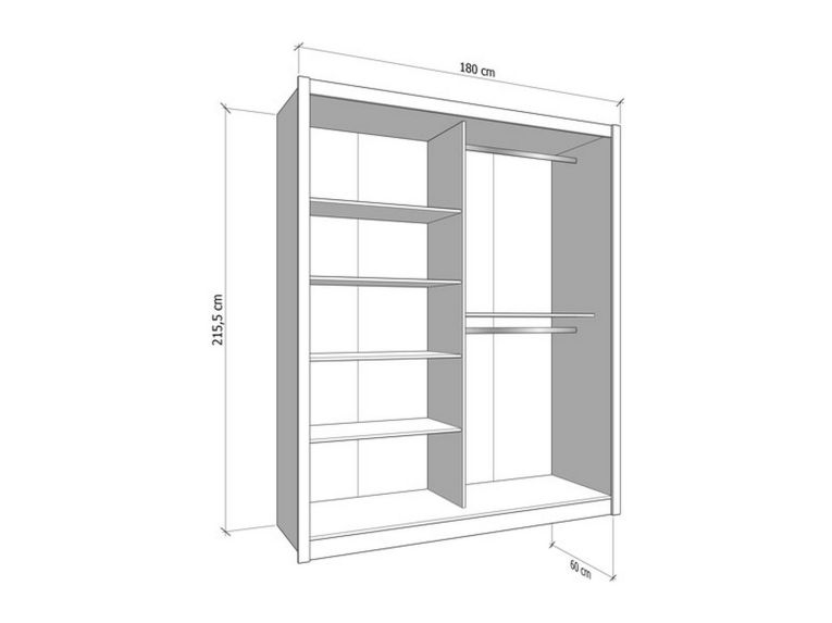 Guardaroba Grande Bianco Crema 5 Ripiani Appendiabiti 180x215.5h cm, 2 Ante - Manfredi