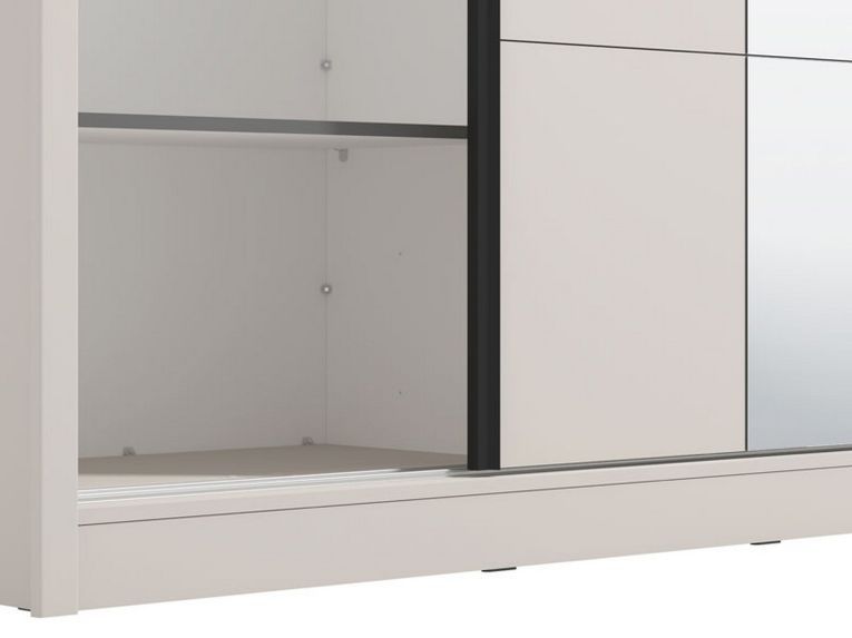 Guardaroba Grande Bianco Crema 5 Ripiani Appendiabiti 180x215.5h cm, 2 Ante - Manfredi