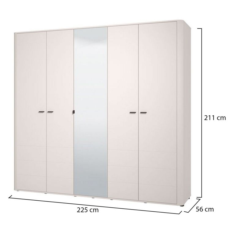 Guardaroba Grande Bianco Crema 6 Ripiani Appendiabiti 224.5x210.5h cm, 9 Vani - Orsogna