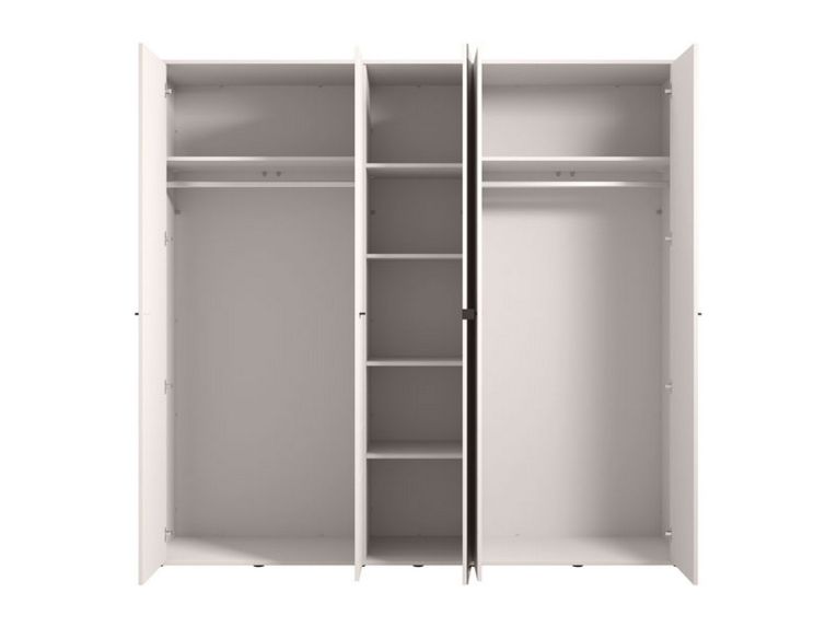 Guardaroba Grande Bianco Crema 6 Ripiani Appendiabiti 224.5x210.5h cm, 9 Vani - Orsogna