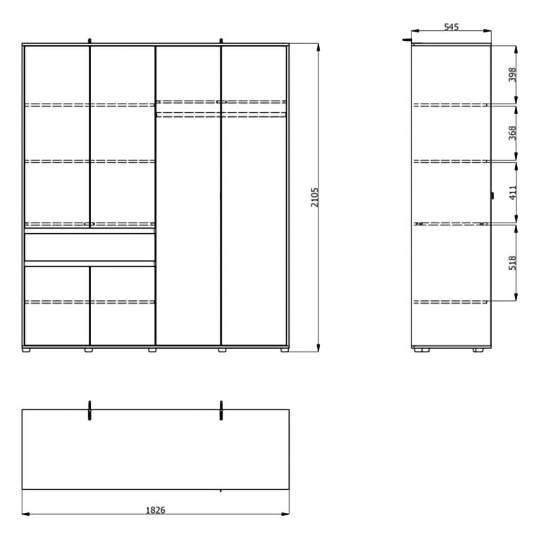 Guardaroba Grande Bianco Crema Marrone Noce un Cassetto 5 Ripiani 183x211h cm, Appendiabiti - Pai