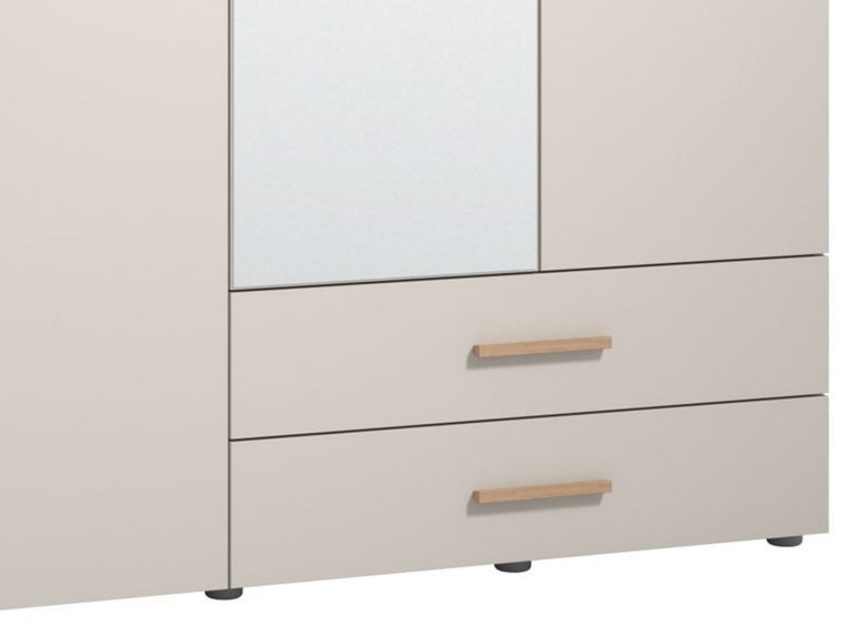 Guardaroba Grande Bianco Crema Marrone Rovere Nodi 2 Cassetti 4 Ripiani 179x226.5h cm, Appendiabiti - Merlino