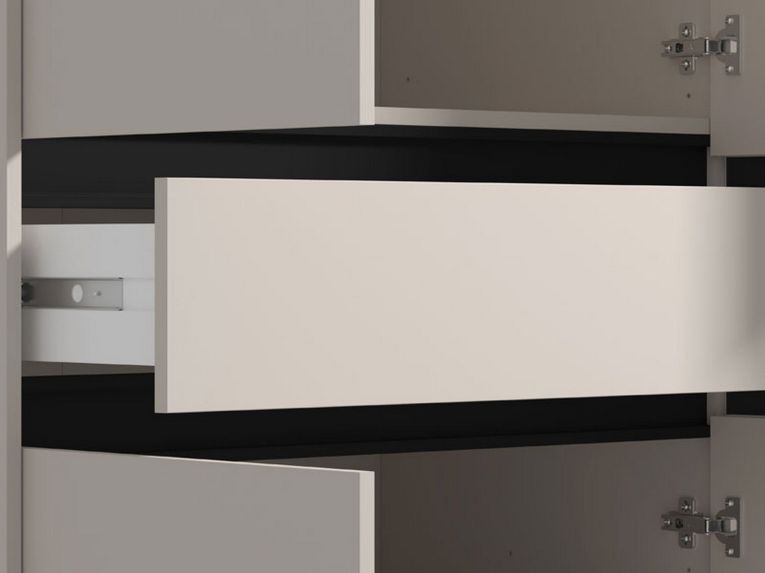 Guardaroba Grande Bianco Crema Nero 4 Ripiani un Cassetto 182.5x210.5h cm, Appendiabiti - Rifreddo
