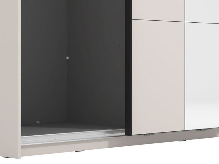 Guardaroba Grande Bianco Crema Nero Appendiabiti 2 Ripiani 145.5x217.5h cm, Apertura Scorrevole - Pasturo