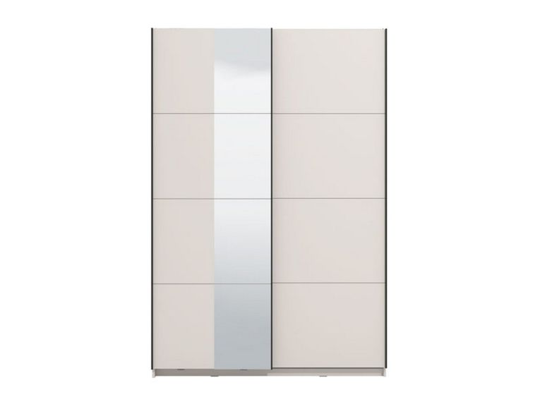 Guardaroba Grande Bianco Crema Nero Appendiabiti 2 Ripiani 145.5x217.5h cm, Apertura Scorrevole - Pasturo