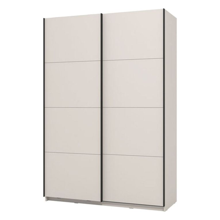 Guardaroba Grande Bianco Crema Nero Appendiabiti 2 Ripiani 145.5x217.5h cm, Apertura Scorrevole - Tredozio