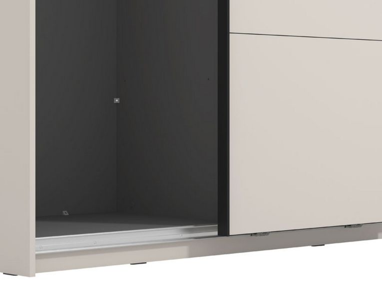 Guardaroba Grande Bianco Crema Nero Appendiabiti 2 Ripiani 145.5x217.5h cm, Apertura Scorrevole - Tredozio