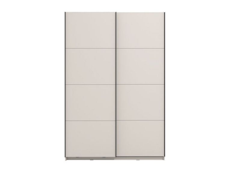 Guardaroba Grande Bianco Crema Nero Appendiabiti 2 Ripiani 145.5x217.5h cm, Apertura Scorrevole - Tredozio