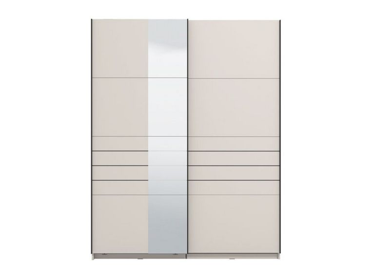 Guardaroba Grande Bianco Crema Nero Appendiabiti 2 Ripiani 145.5x217.5h cm, Apertura Scorrevole - Vialone