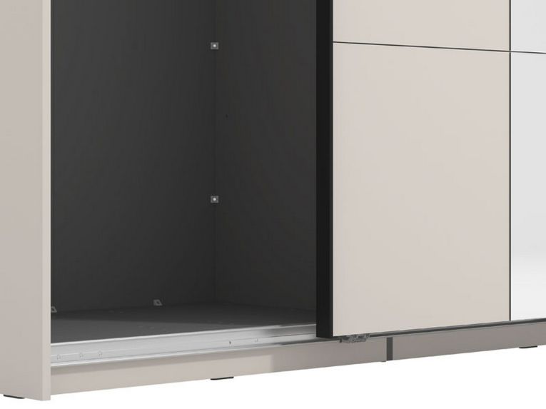 Guardaroba Grande Bianco Crema Nero Appendiabiti 2 Ripiani 145.5x217.5h cm, Apertura Scorrevole - Vialone