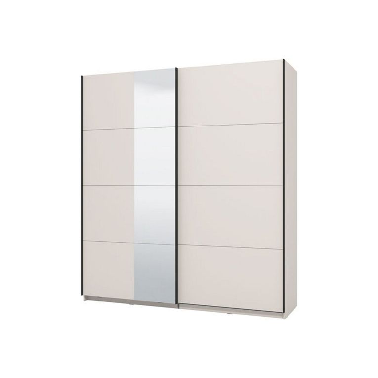 Guardaroba Grande Bianco Crema Nero Appendiabiti 2 Ripiani 195x217.5h cm, Apertura Scorrevole - Porlezza