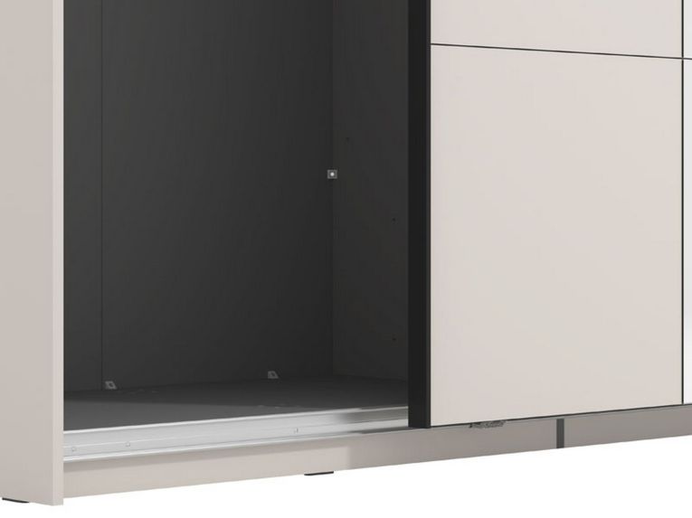 Guardaroba Grande Bianco Crema Nero Appendiabiti 2 Ripiani 195x217.5h cm, Apertura Scorrevole - Porlezza